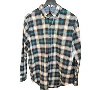 C.E. Schmidt Workwear Mens brown green cream plaid flannel.  Size M. western